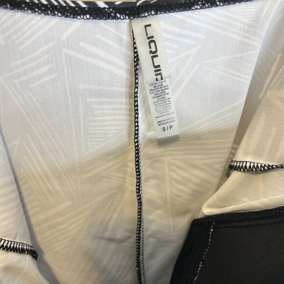 Liquid Black & White Rouched One Piece Bathing Suit Swimsuit Sz S Adjustable - Picture 4 of 7